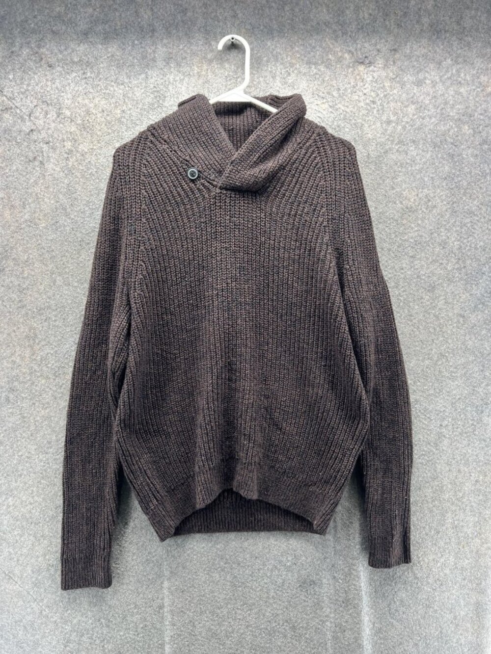 Banana Republic Sweater Mens Medium Brown Shawl Collar Chunky Knit Heavyweight